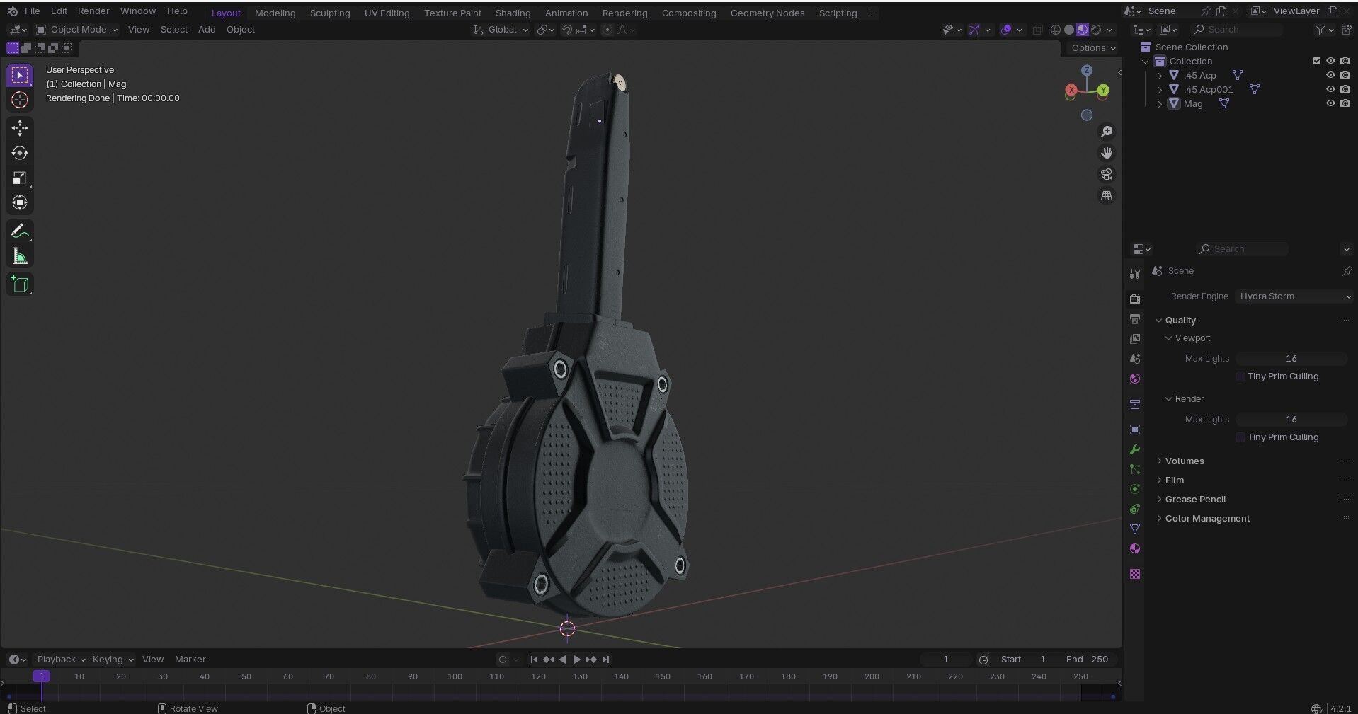 Glock 17 And 19 Drum Magazine Low-poly 3D model_16