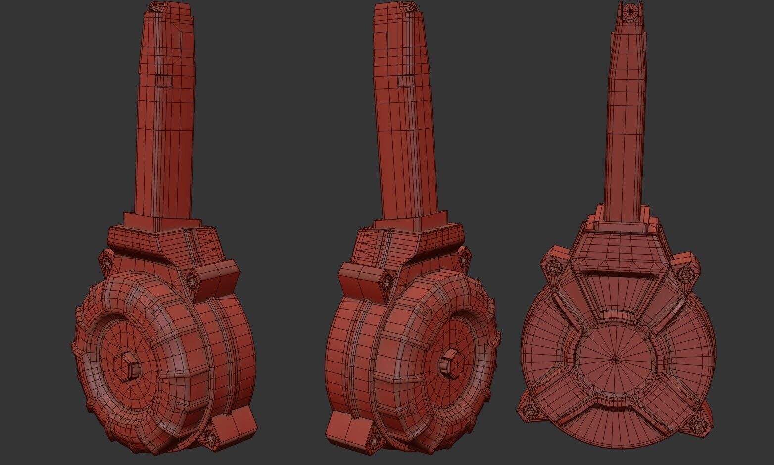 Glock 17 And 19 Drum Magazine Low-poly 3D model_20