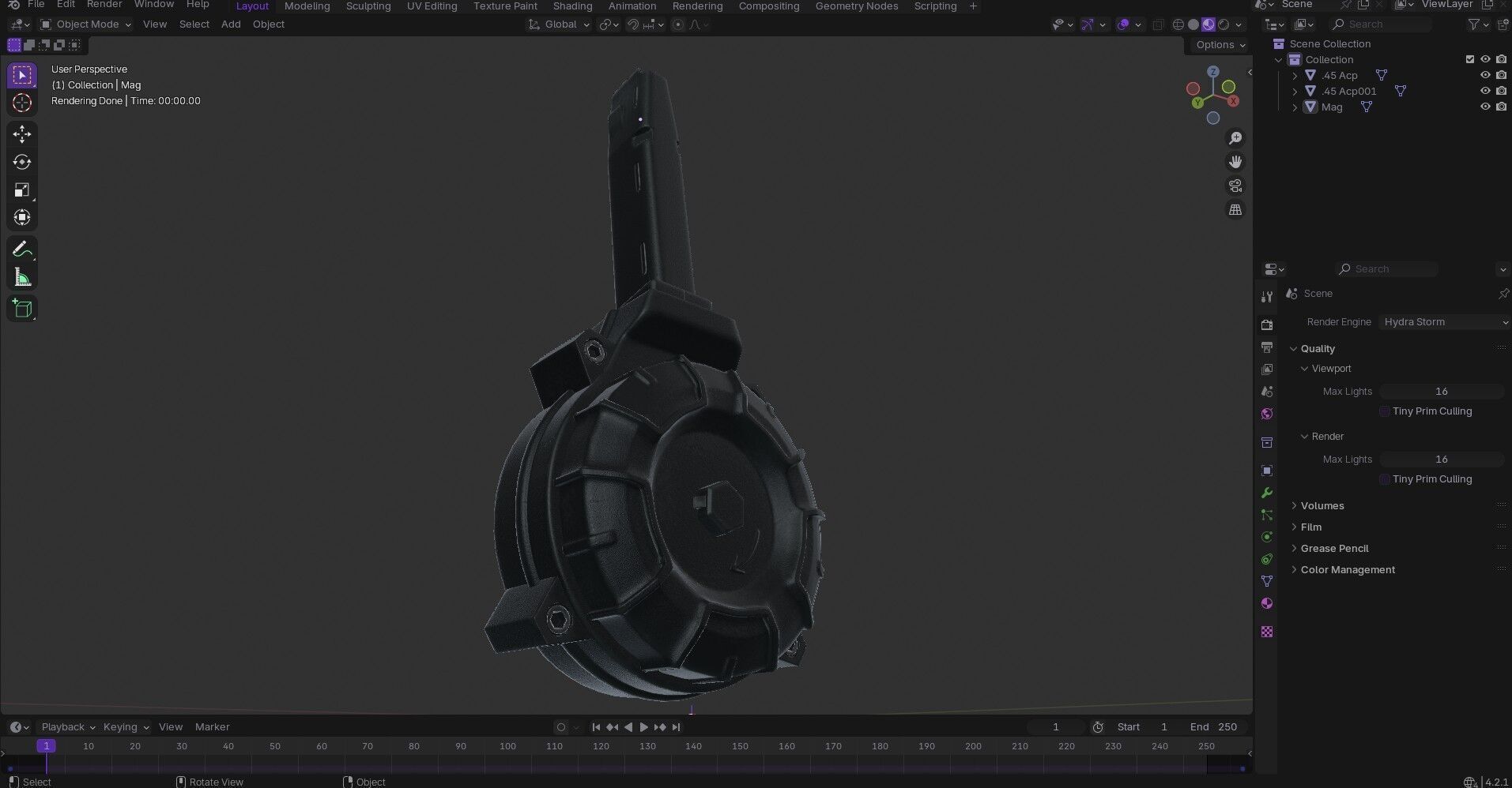 Glock 17 And 19 Drum Magazine Low-poly 3D model_19