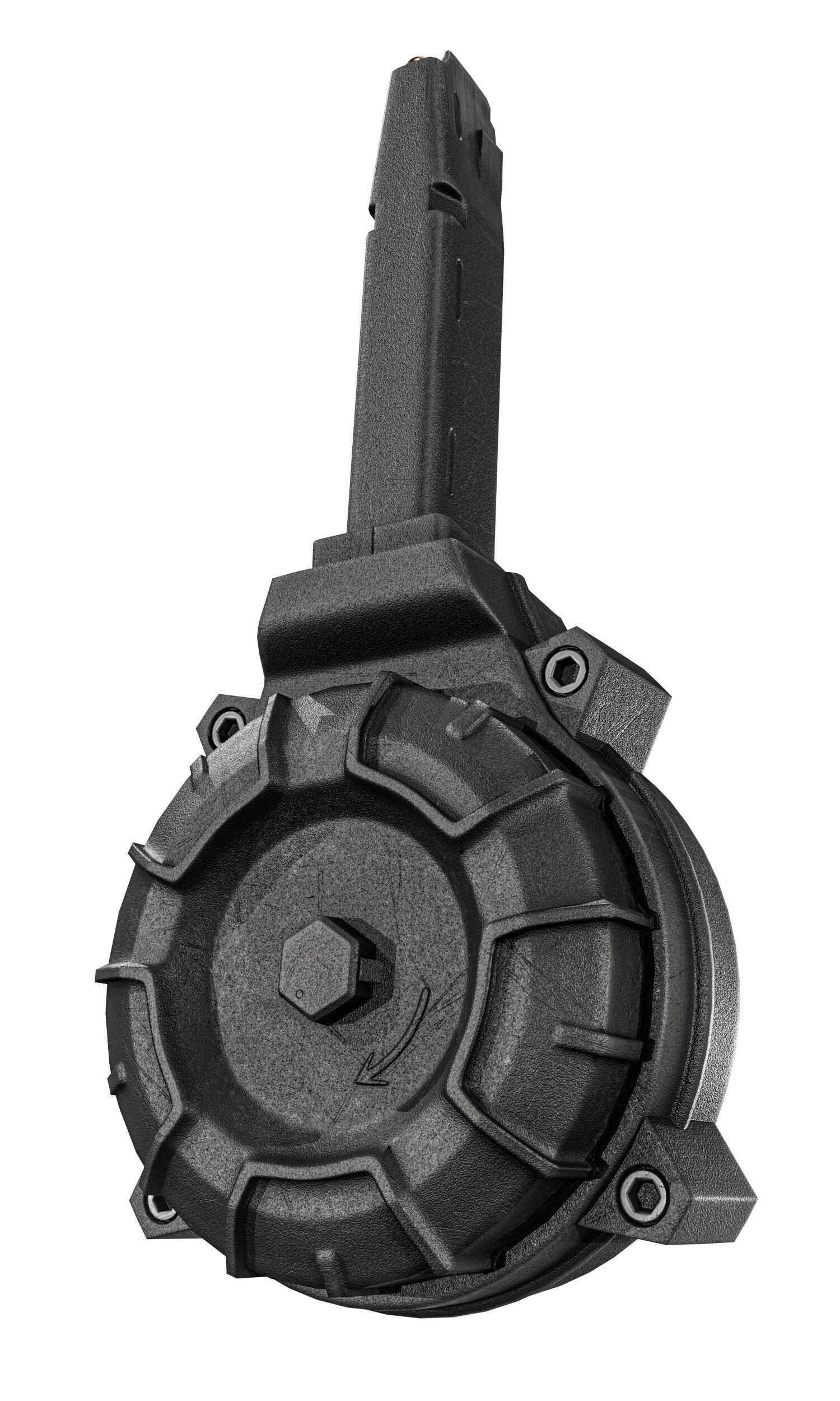 Glock 17 And 19 Drum Magazine Low-poly 3D model_2