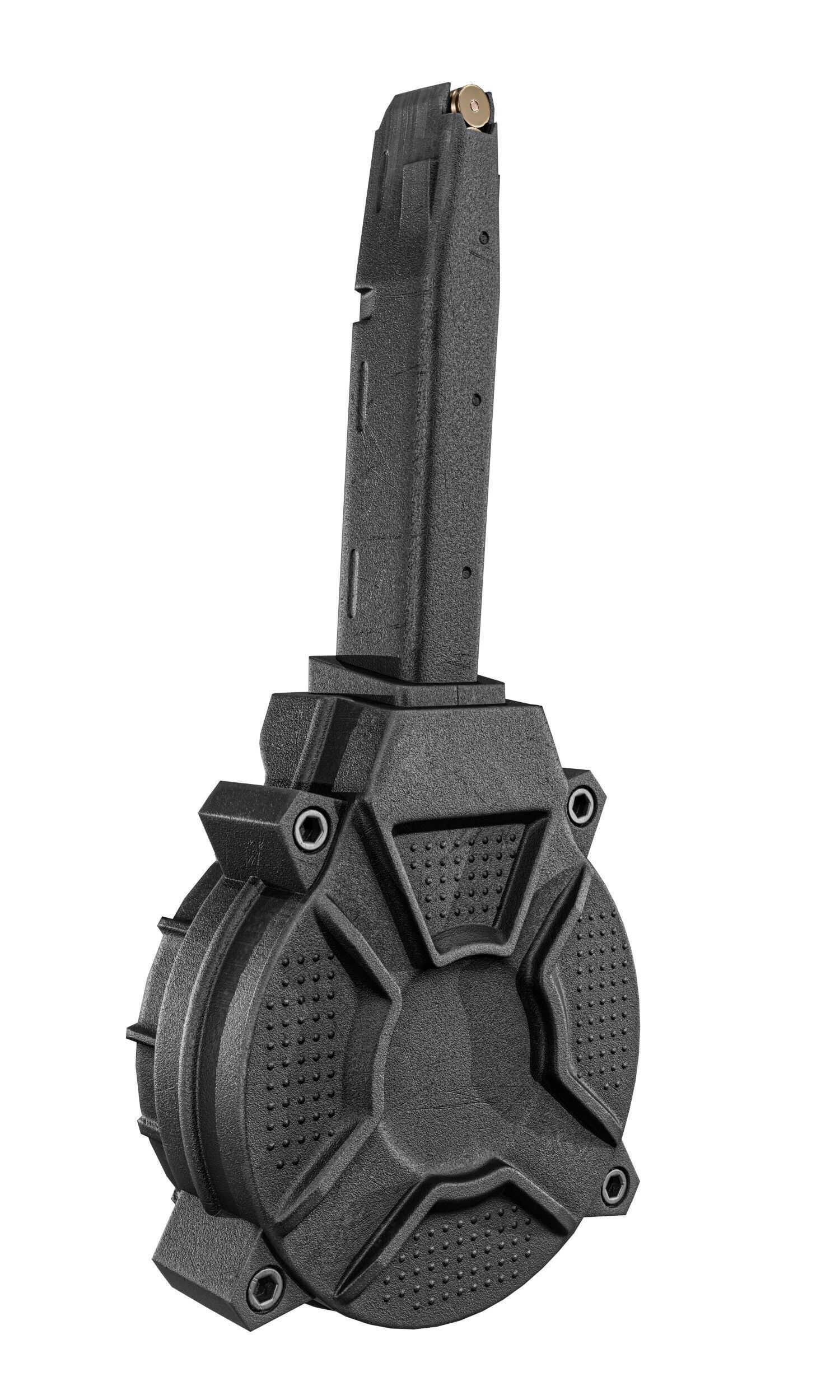 Glock 17 And 19 Drum Magazine Low-poly 3D model_3