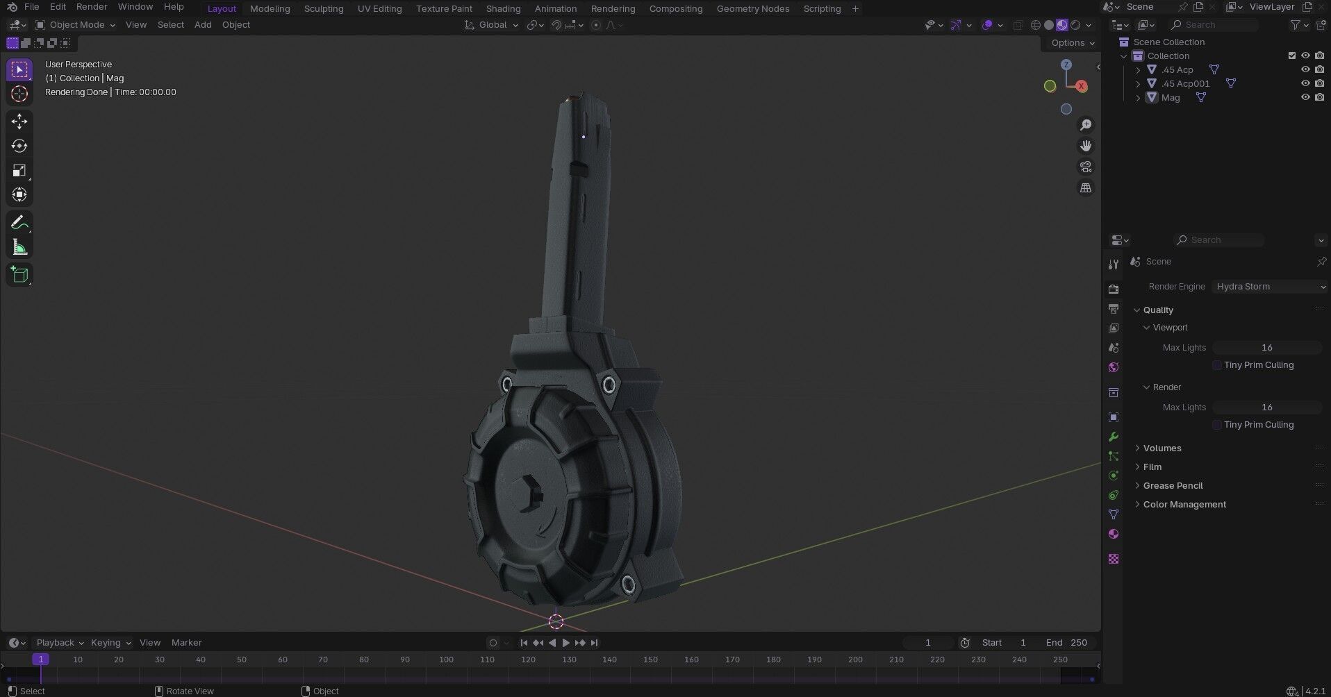 Glock 17 And 19 Drum Magazine Low-poly 3D model_18