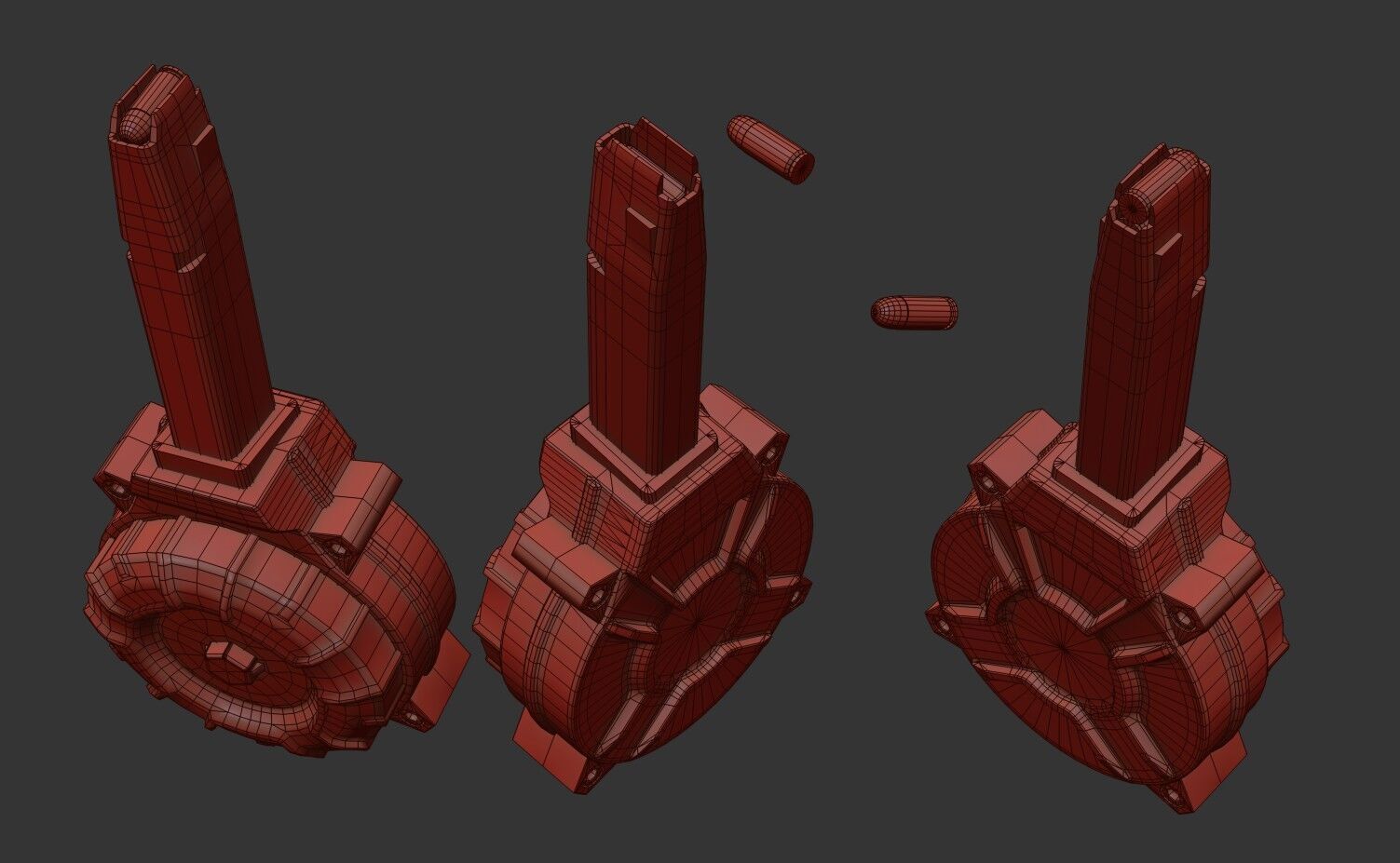 Glock 17 And 19 Drum Magazine Low-poly 3D model_21