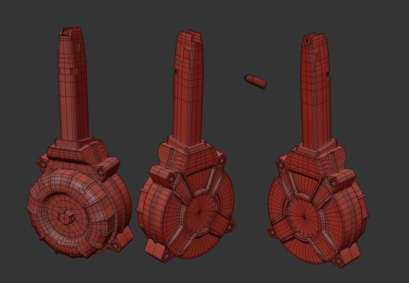 Glock 17 And 19 Drum Magazine Low-poly 3D model_23