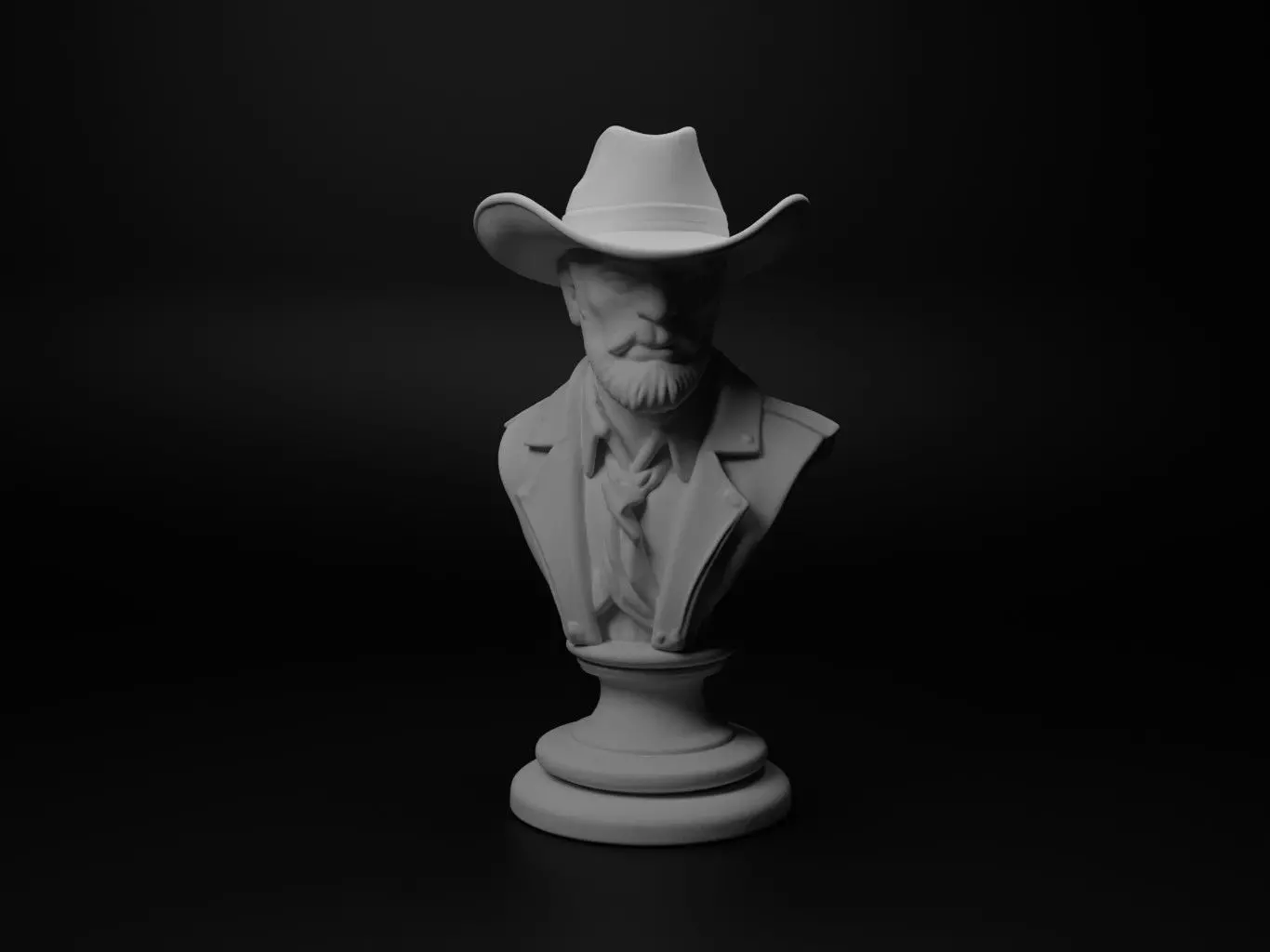 Cowboy Bust Chess 3D print model_0