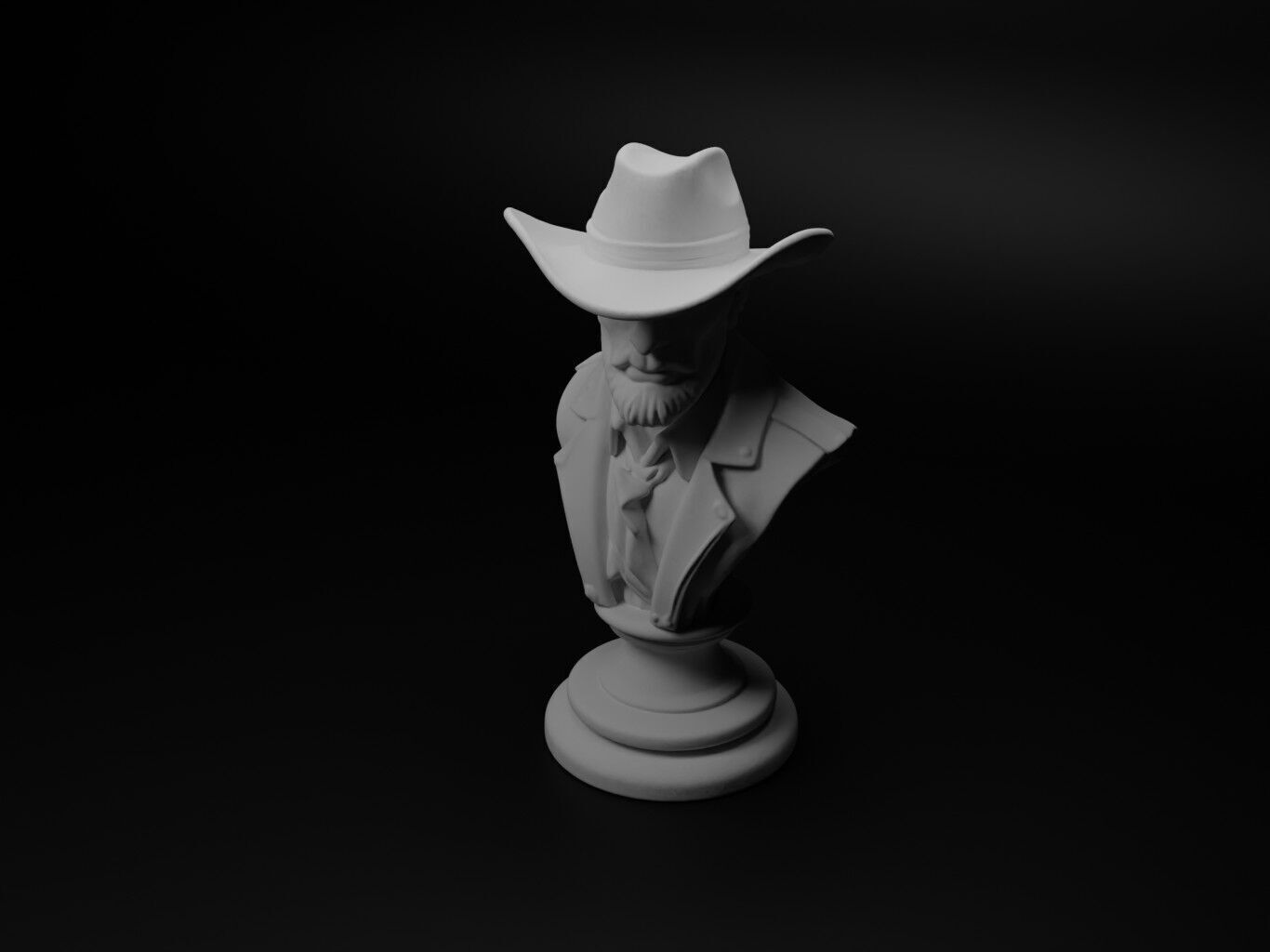 Cowboy Bust Chess 3D print model_1