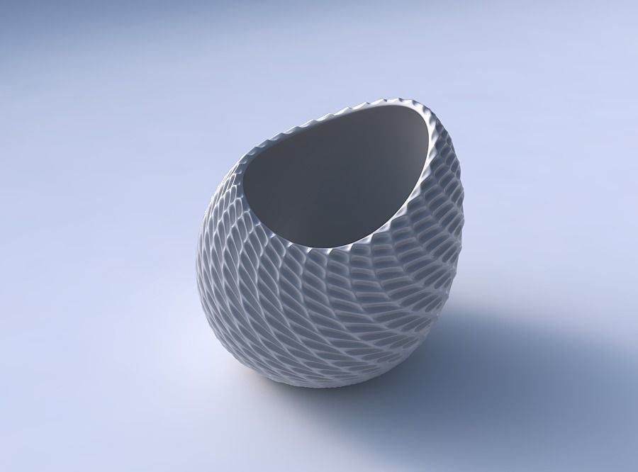 Bowl skewed and twisted with bent extruded pattern 3D print model_3