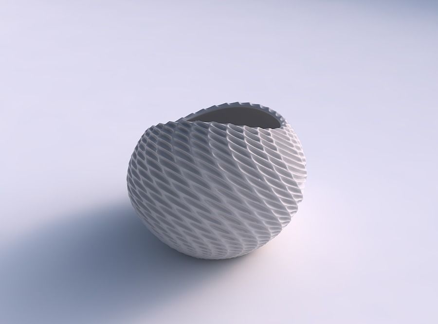 Bowl skewed and twisted with bent extruded pattern 3D print model_0