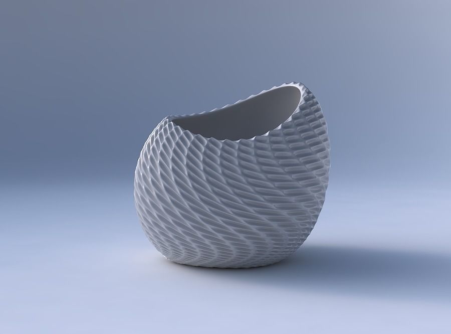 Bowl skewed and twisted with bent extruded pattern 3D print model_4