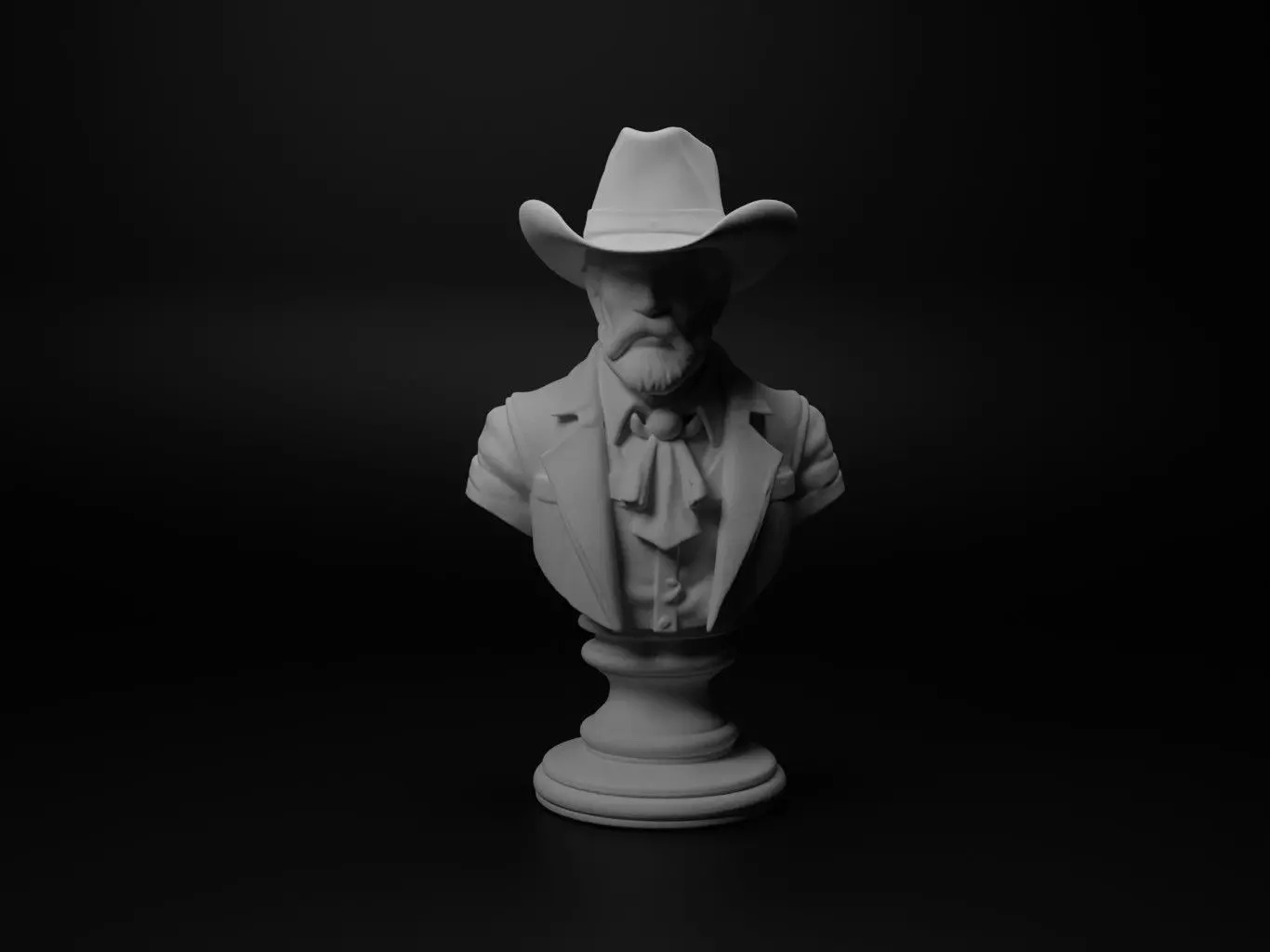 Cowboy Bust Chess 3D print model_0
