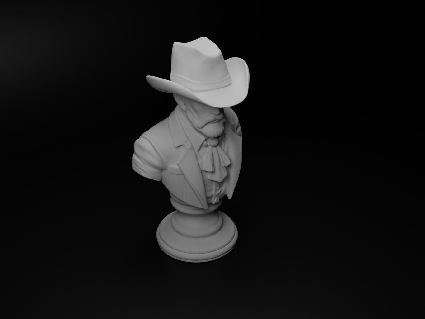 Cowboy Bust Chess 3D print model_2