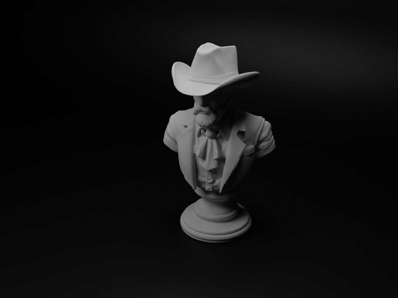 Cowboy Bust Chess 3D print model_1