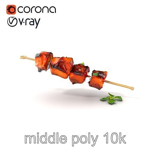 Grilled Kebab Skewer model pack Low-poly 3D model