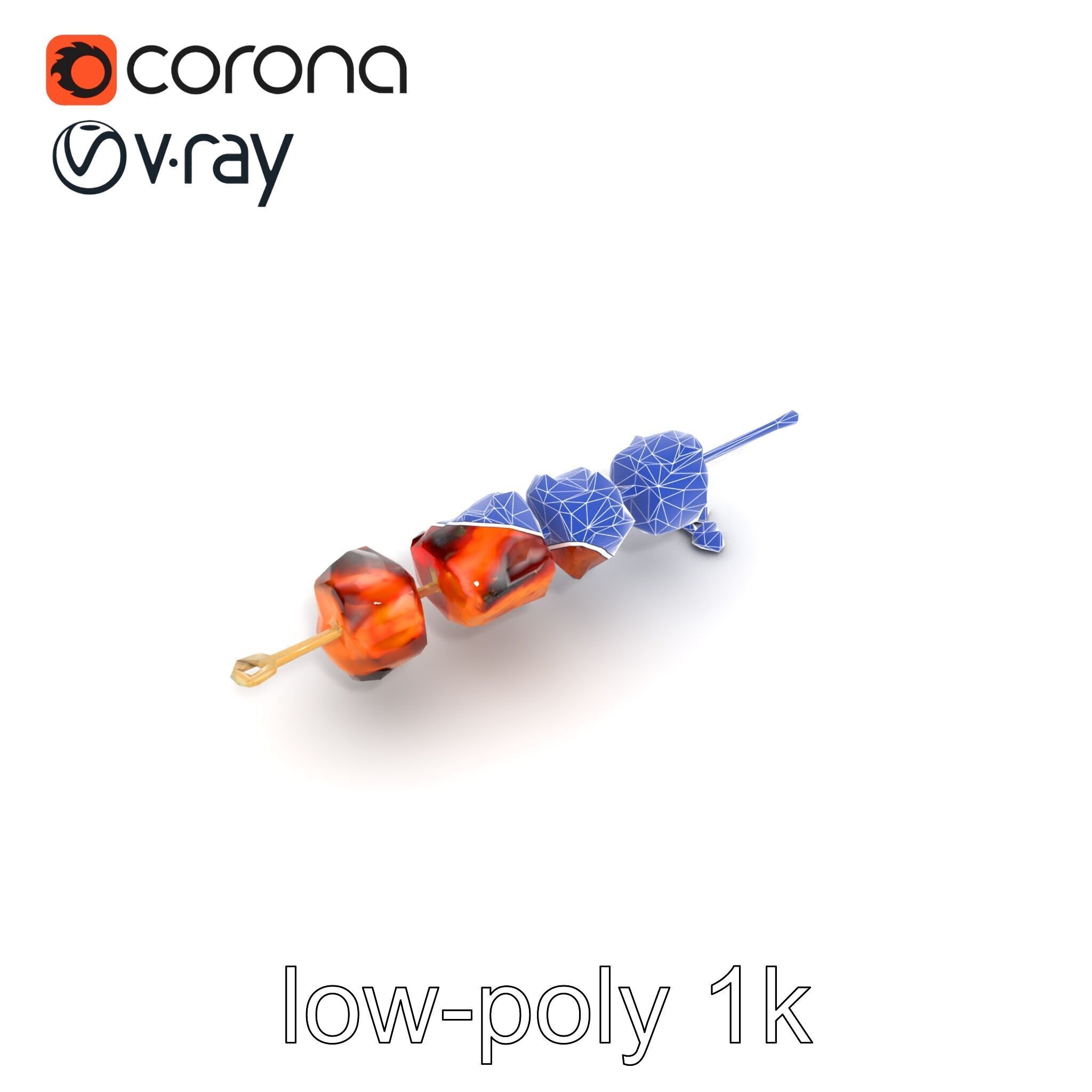Grilled Kebab Skewer model pack Low-poly 3D model_25