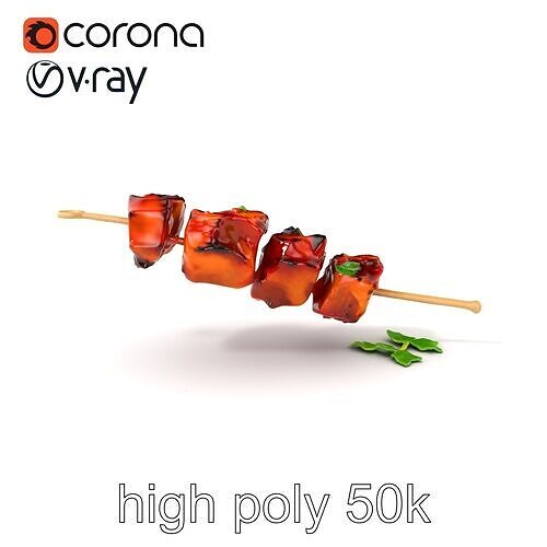 Grilled Kebab Skewer model pack Low-poly 3D model 2