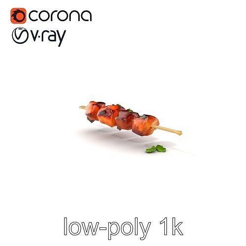 Grilled Kebab Skewer model pack Low-poly 3D model 5