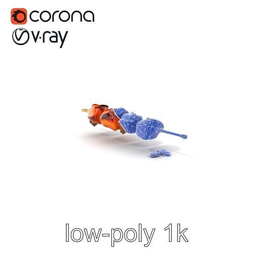 Grilled Kebab Skewer model pack Low-poly 3D model 7
