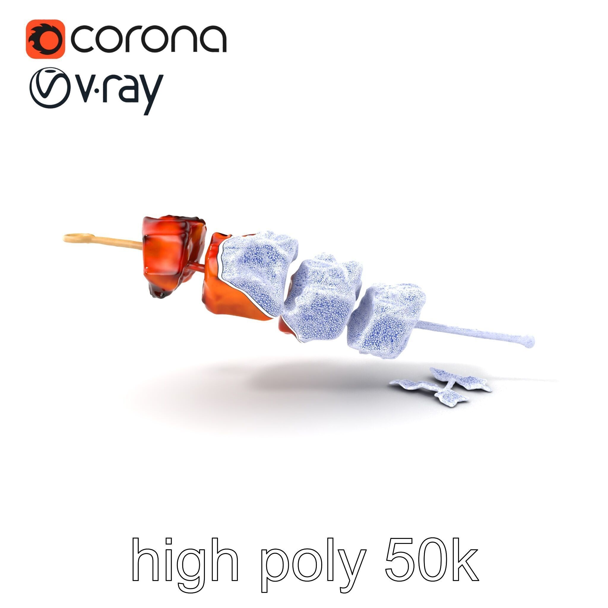 Grilled Kebab Skewer model pack Low-poly 3D model_10