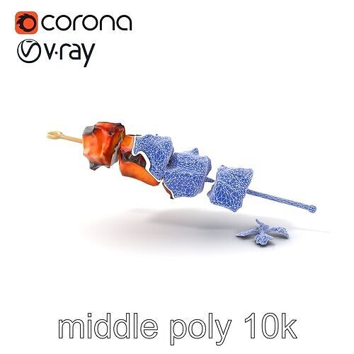 Grilled Kebab Skewer model pack Low-poly 3D model 6
