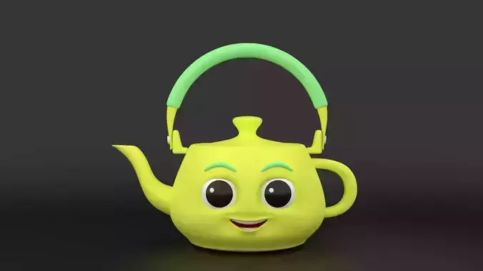 Stylized 3D Cartoon Teapot