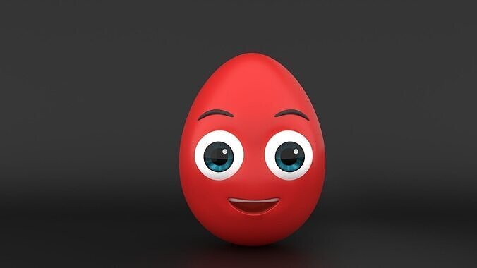 Cartoon Egg Character 3D Model Low-poly 3D model