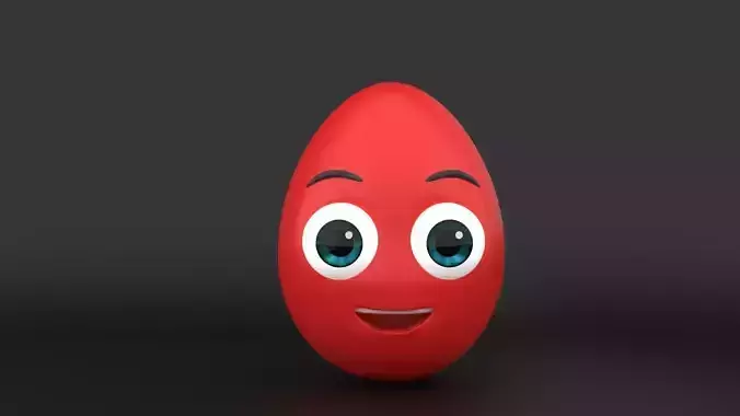 Cartoon Egg Character 3D Model