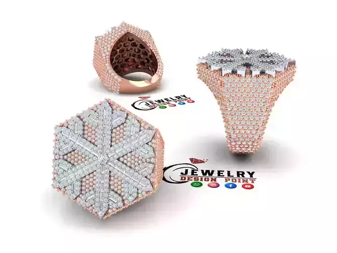 Custom Snowflake Diamond Ring - Iceout Ring