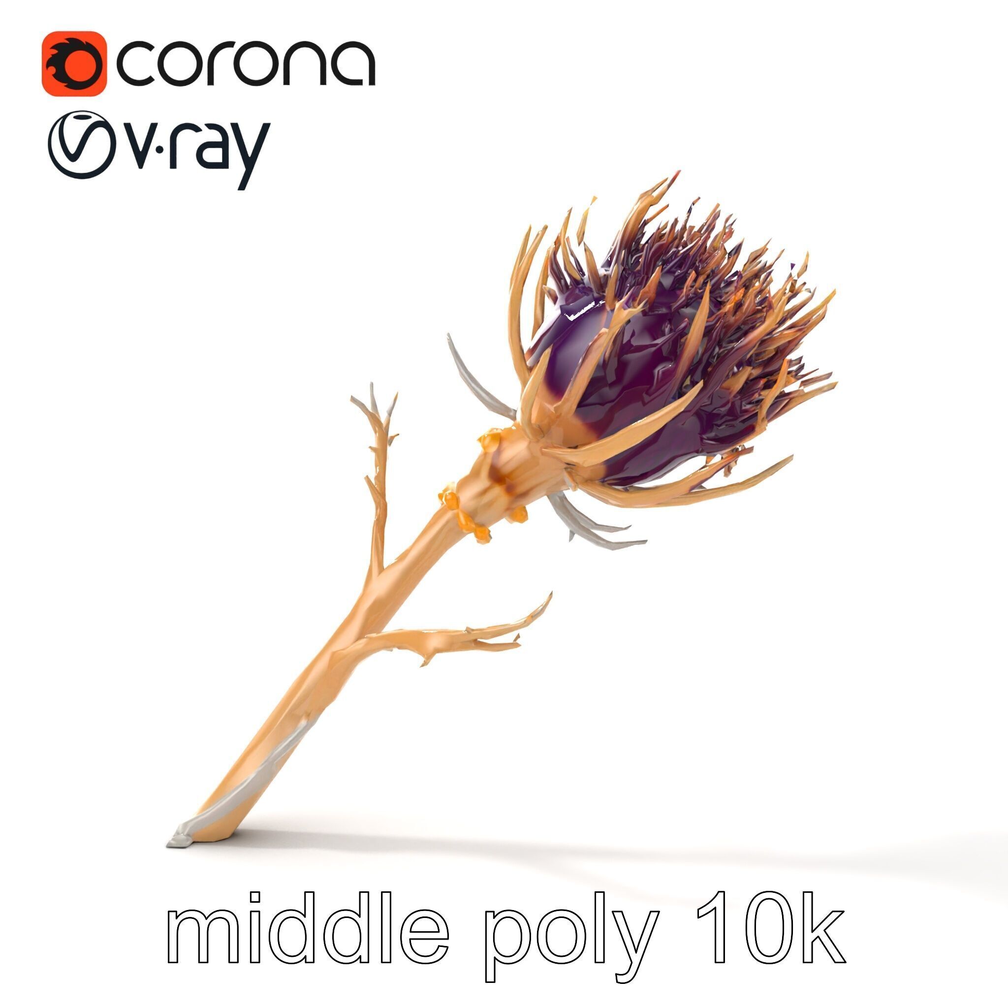 Luxurious Thistle Gold Accent Model Pack Low-poly 3D model_26