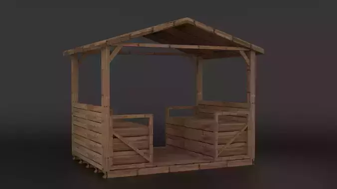 Cartoon-Style Wooden Shelter