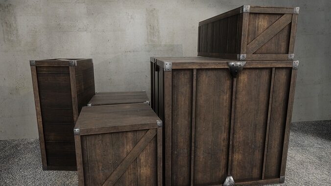  Wooden Crates Pack  4K Textures Low-poly 3D model