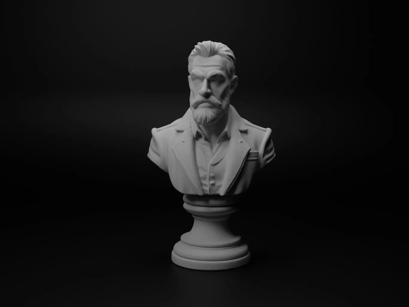 Fugitive Hero Bust Chess 3D print model_0