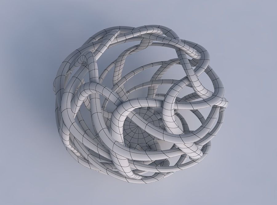 Bowl oval with interlacing lattice twisted and squeezed 3D print model_6