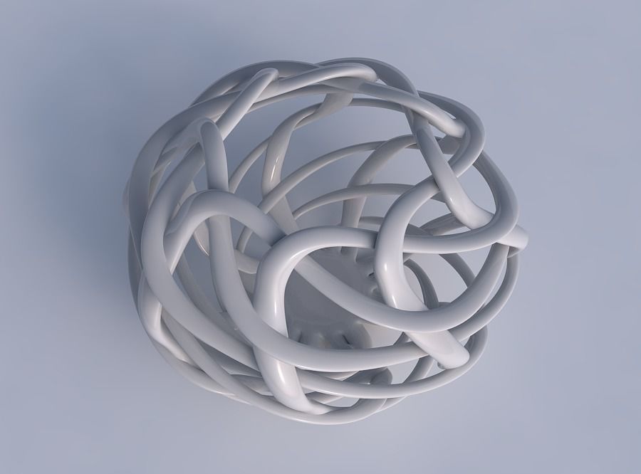Bowl oval with interlacing lattice twisted and squeezed 3D print model_1