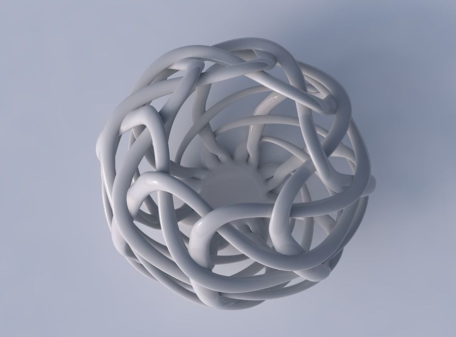 Bowl oval with interlacing lattice twisted and squeezed 3D print model_2