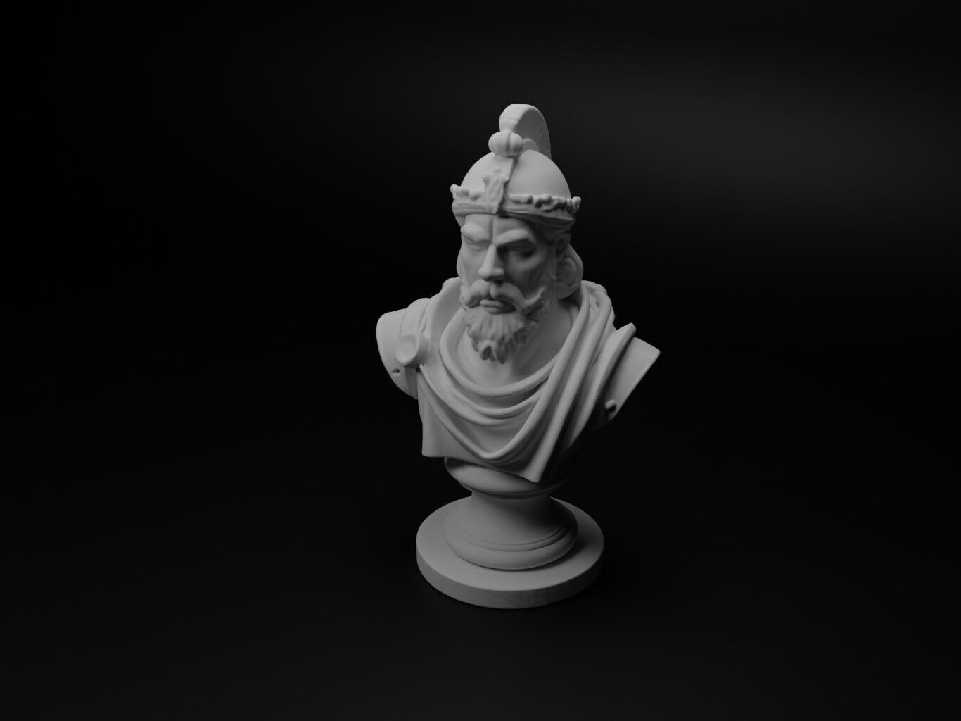 Holy Warrior Bust Chess 3D print model_1