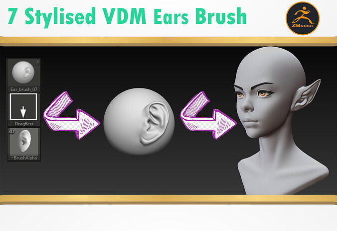 Stylized Ear Brush 3D model