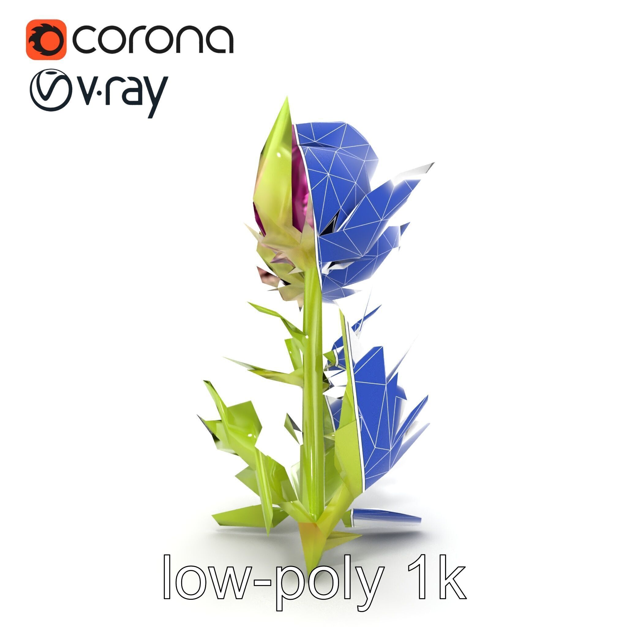 Thistle Leaves Detailed Nature model pack Low-poly 3D model_22