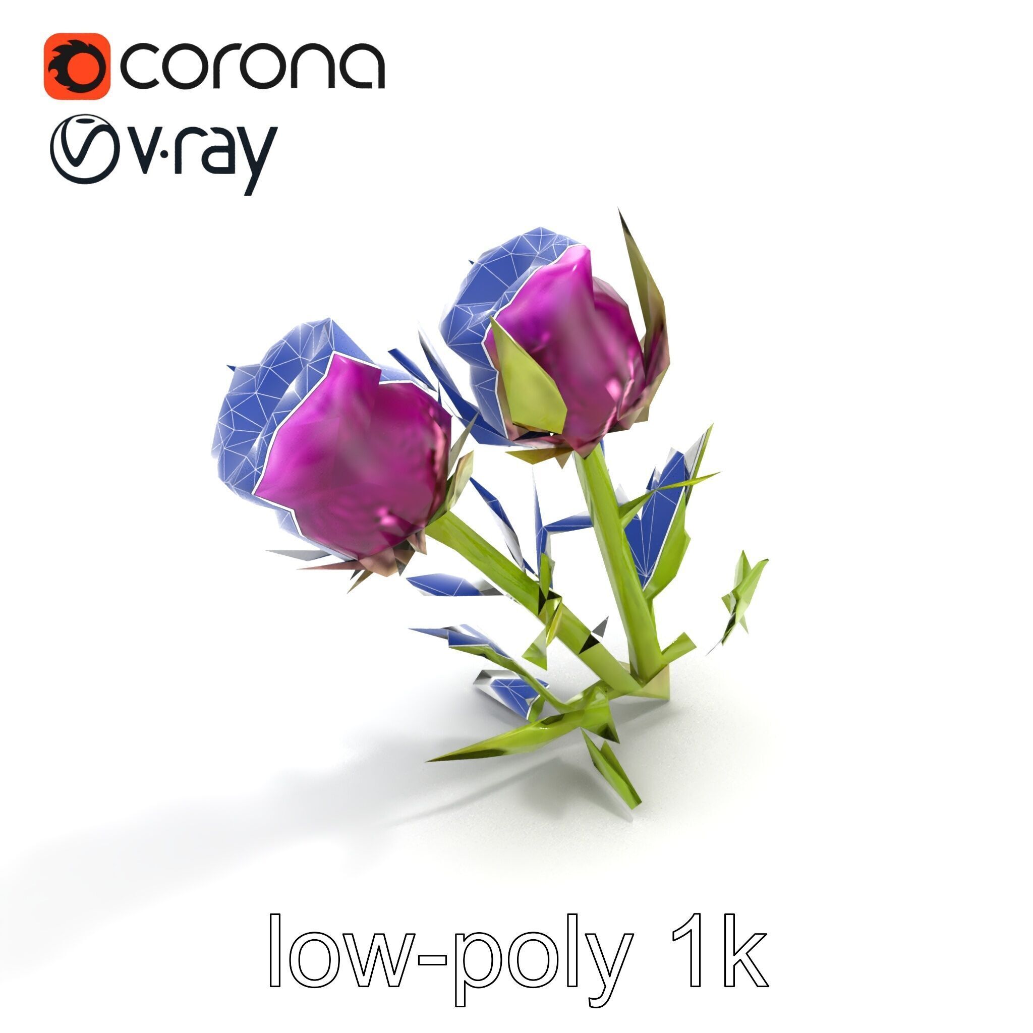 Thistle Leaves Detailed Nature model pack Low-poly 3D model_21