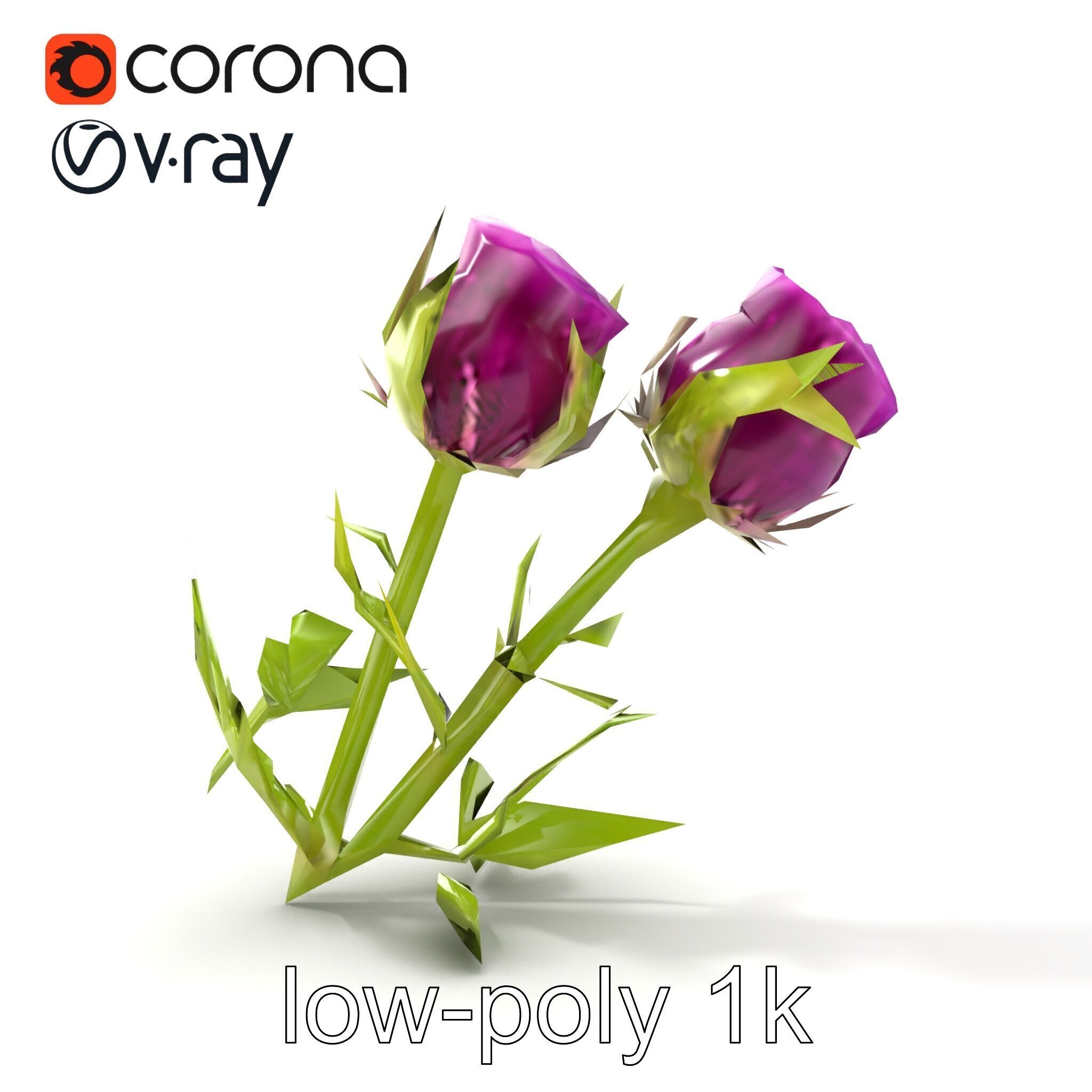 Thistle Leaves Detailed Nature model pack Low-poly 3D model_16