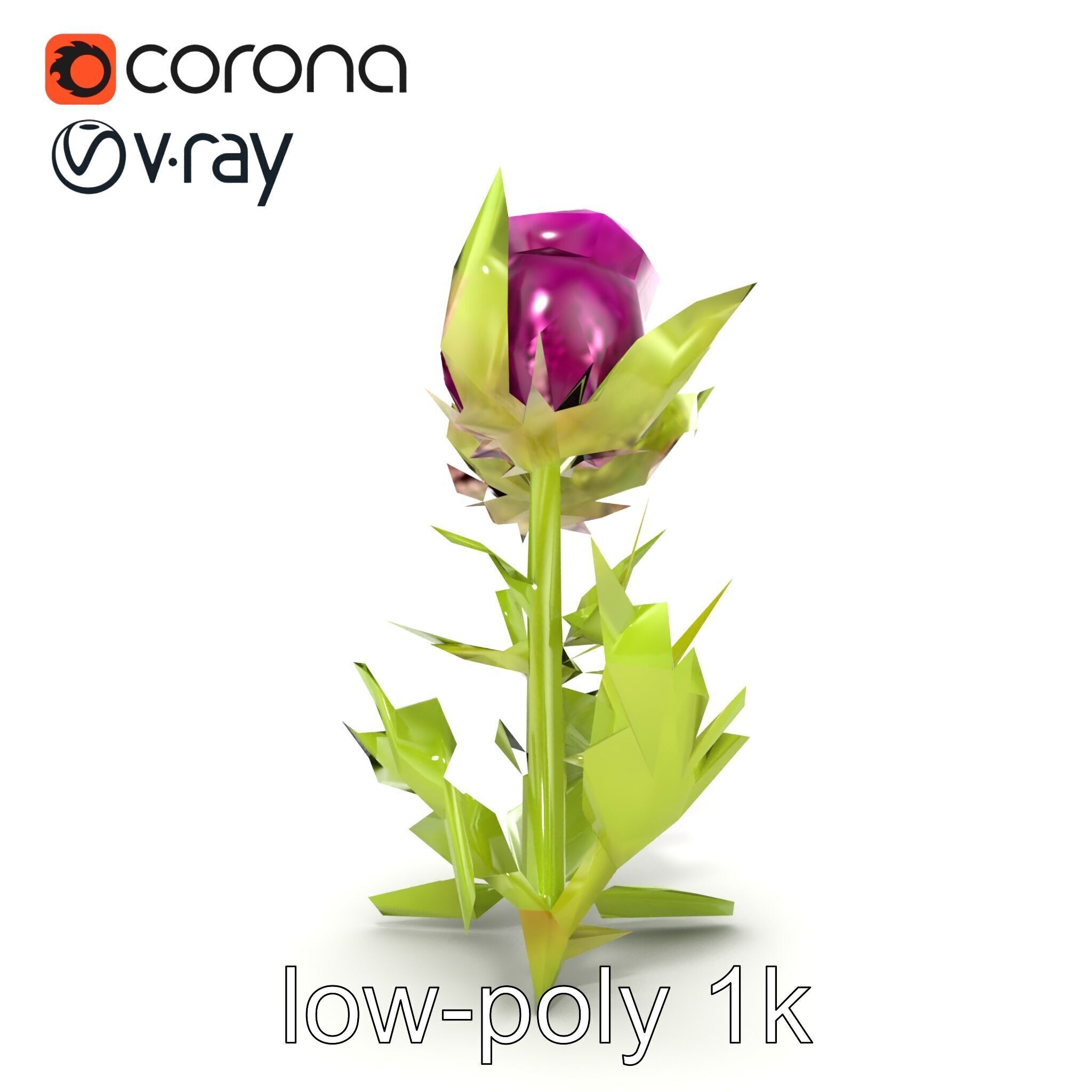 Thistle Leaves Detailed Nature model pack Low-poly 3D model_20