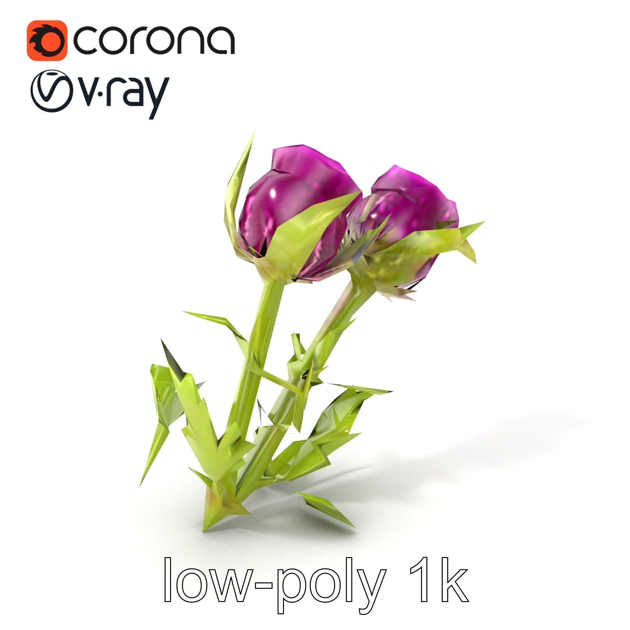 Thistle Leaves Detailed Nature model pack Low-poly 3D model_5