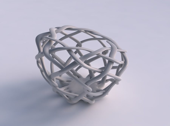 Bowl oval with interlacing lattice squeezed with streched top corner