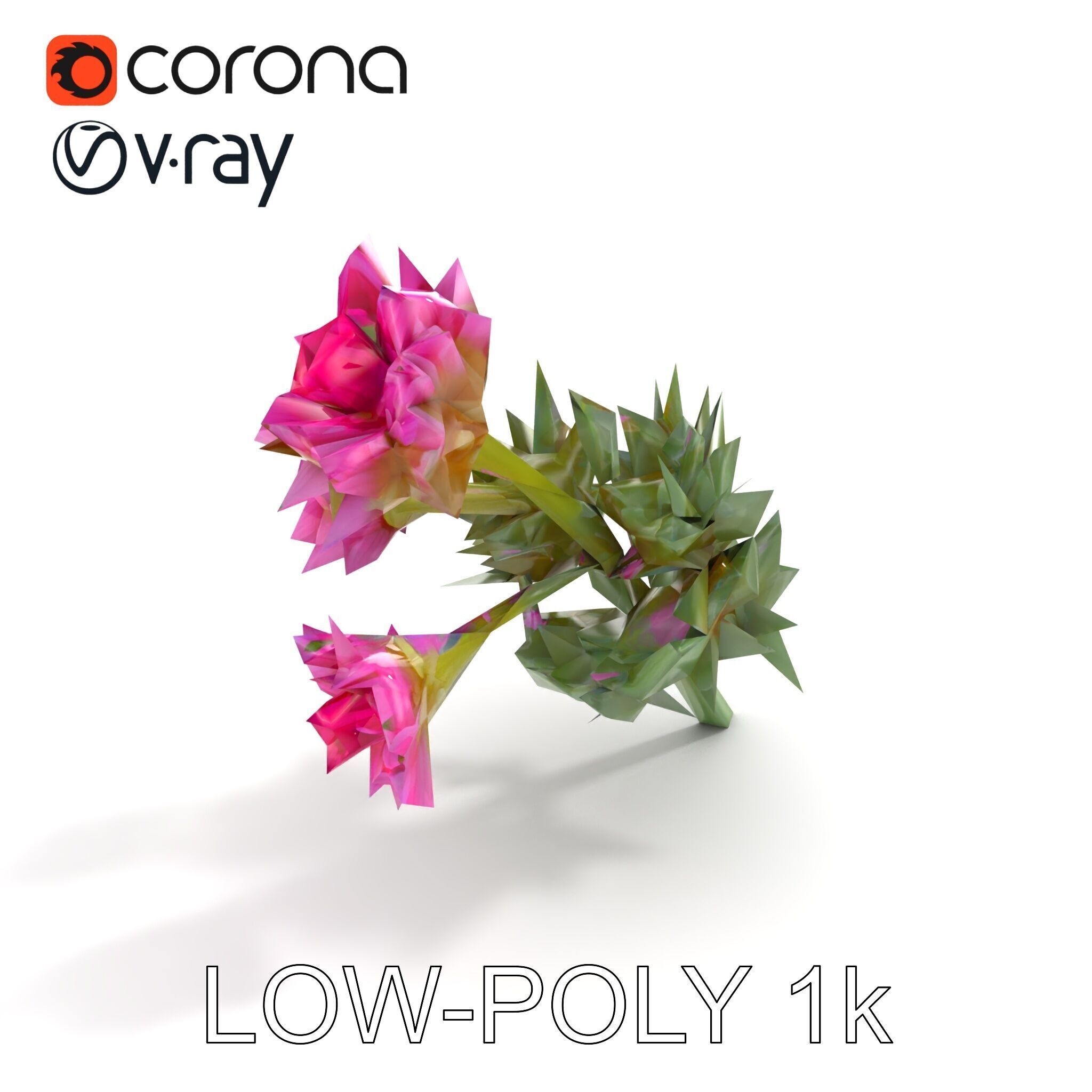 Cirsium Arvense Flower Model Pack with Spiny Leaves Low-poly 3D model_9