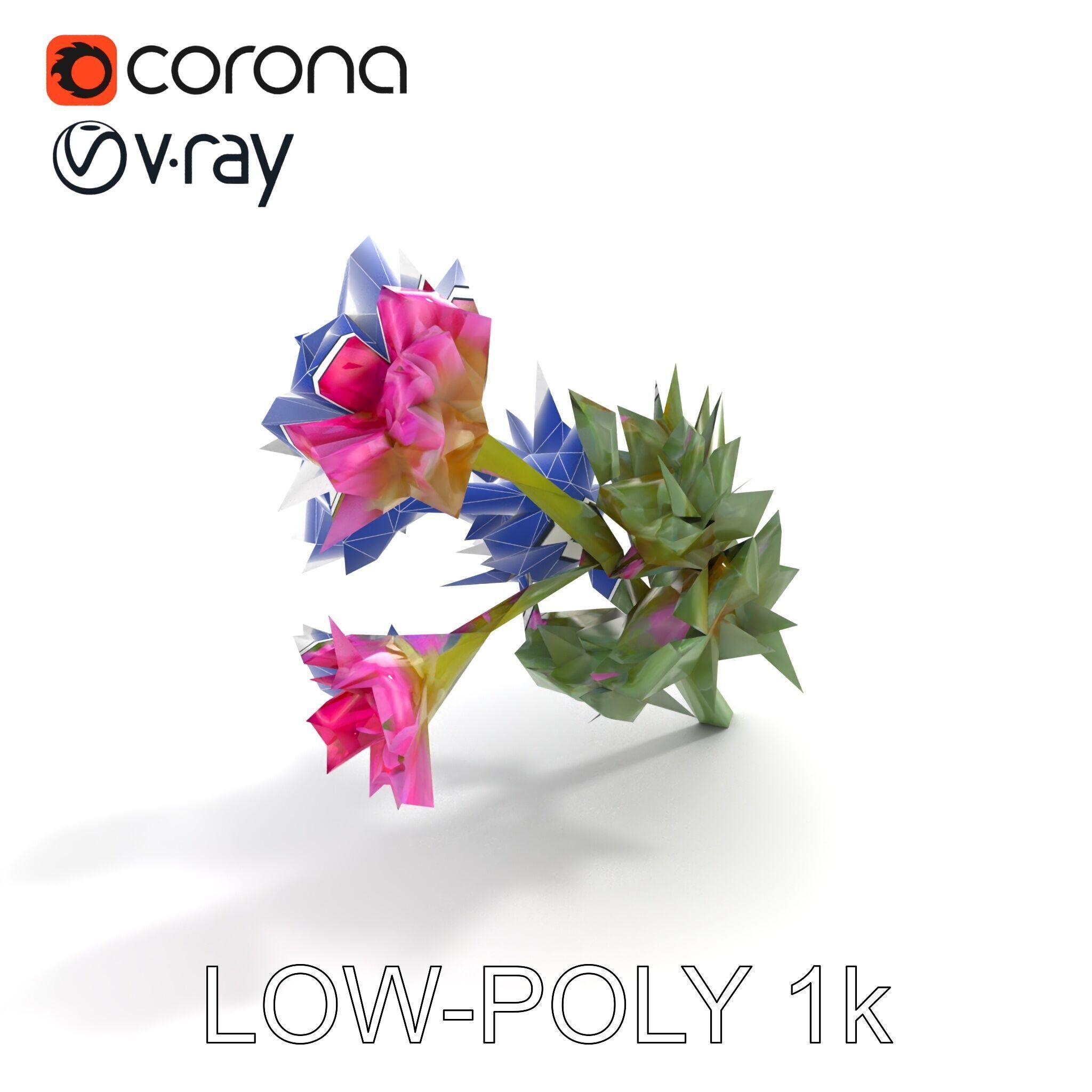 Cirsium Arvense Flower Model Pack with Spiny Leaves Low-poly 3D model_29