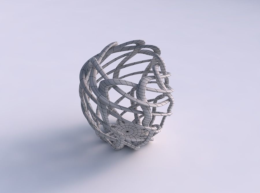 Bowl oval with interlacing lattice pimp up top 3D print model_5