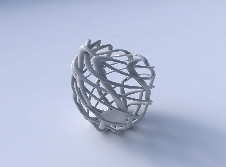 Bowl oval with interlacing lattice pimp up top 3D print model_3
