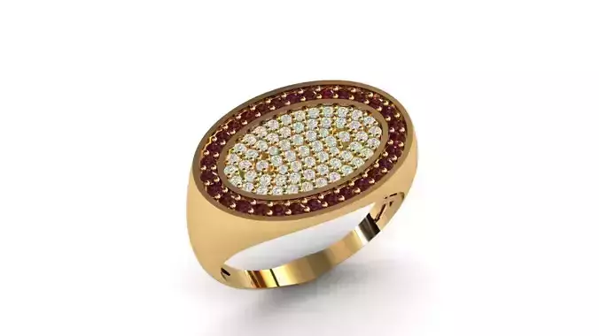 Regal Oval Pave Signet Ring