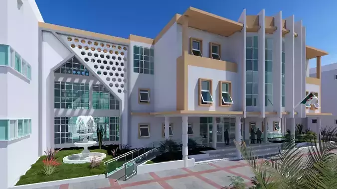 High School in Guezzam 3D model