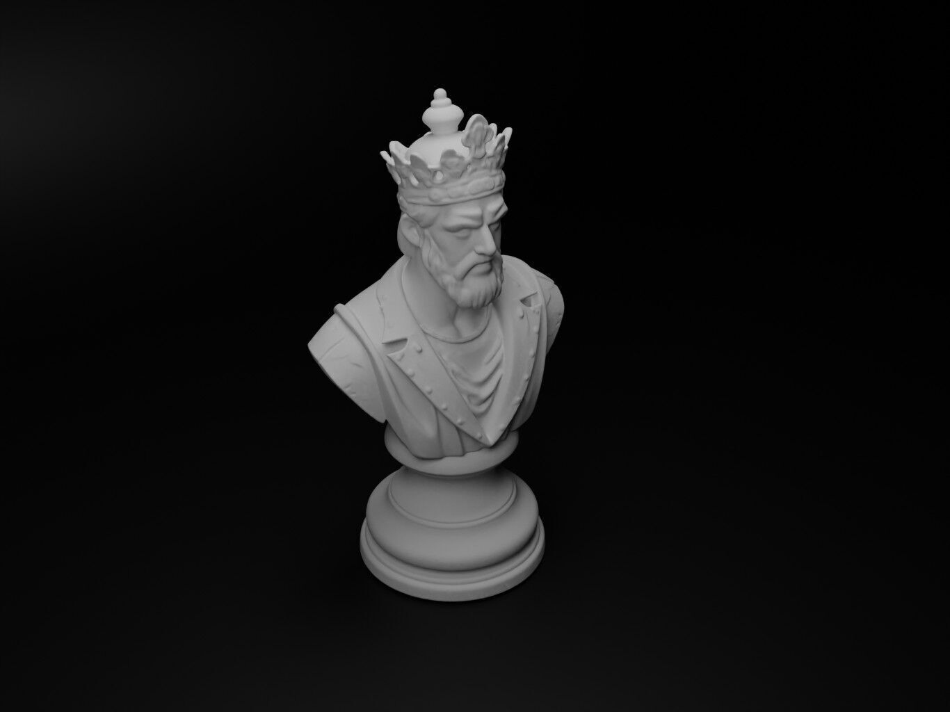 King Bust Chess 3D print model_2