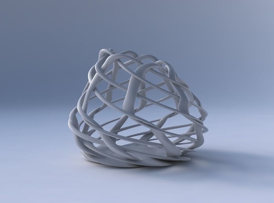 Bowl oval with interlacing lattice streched top corner 3D print model_4